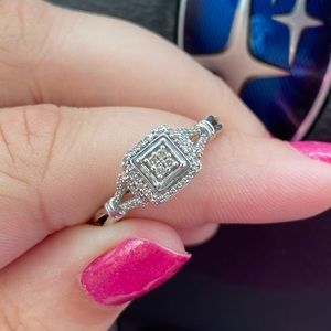 Sterling Silver & Genuine Diamonds Ring, size 10